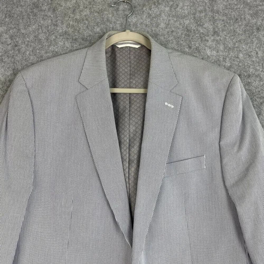 Chaps Ralph Lauren Blazer Mens 44R Blue Striped Cotton Nautical Coastal Preppy